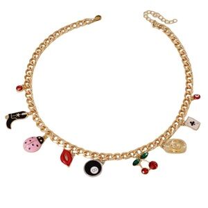 •Flirty and Charmed• Gold Link Charm Necklace